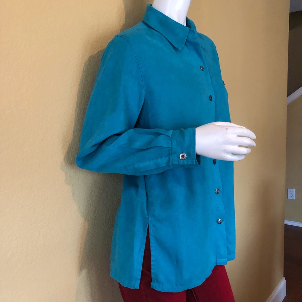 🍭Beautiful Blue Chico’s Design Polyester Top - Picture 6 of 8
